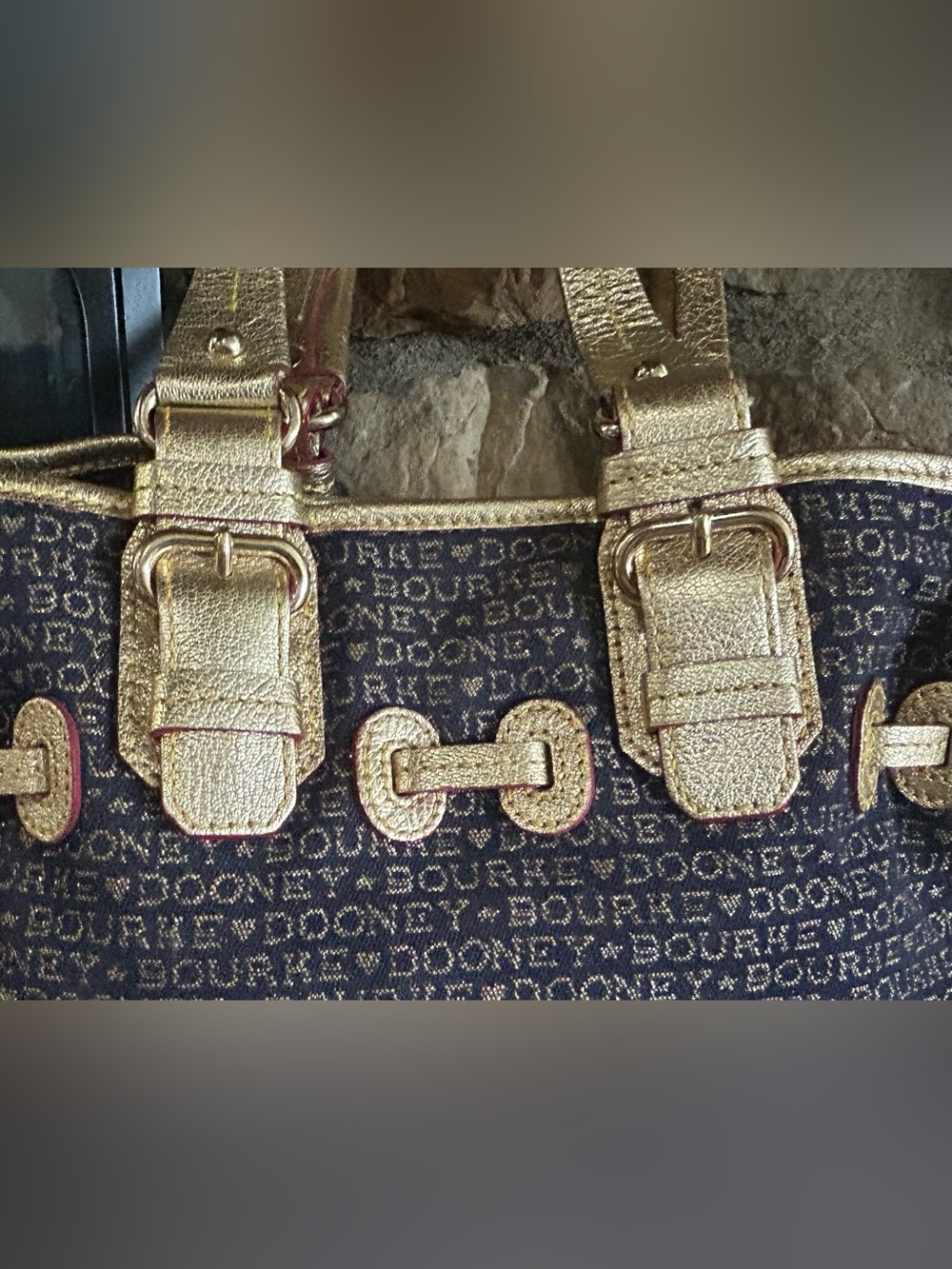 Vintage Dooney & Bourke Denim & Metallic Trim “Chiara" Tote Bag - Picture 5 of 14